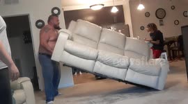 Man gets hilariously shouted at by wife for using furniture as weights during lockdown