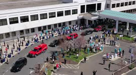 First responders parade for health workers at St. Vincent's Medical Center in Connecticut