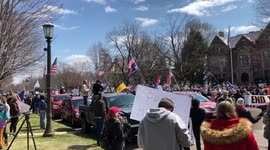 Despite strict social distancing measures to stop coronavirus outbreak, protestors in Minnesota closely gather to demand economy reopen