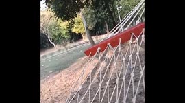 Macrame swings outside nature. Relaxing time pass in the nature