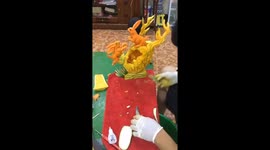 Vietnamese sculptor crafts carrots and pumpkins into detailed rabbits