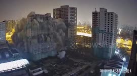 Spectacular video shows four skyscrapers demolished simultaneously in Shanghai