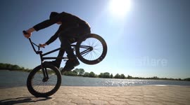 Extreme Slowmo Jump on frontwheel / BMX Bike Action