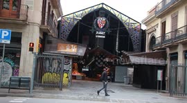 World renowned La Boqueria Market in Barcelona, empty during lockdown