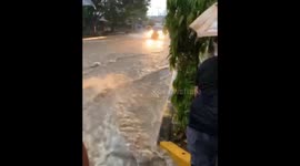 Heavy rains cause flash floods in West Java, Indonesia
