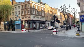 Tottenham Court Road in Central London nearly deserted during lockdown