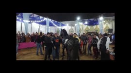 Egyptian actor dancing with his Arabian horse on eastern music
