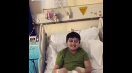 Having fun at hospital mother and son