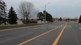 Empty shopping plaza and mall as retail stores and businesses in Markham Canada near Toronto remain closed due to COVID 19
