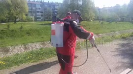 Workers disinfect Sarajevo promenades during COVID-19 pandemic