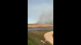 A local resident filmed from her home the arrival of firefighters who extinguish a fire in Poland.