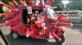 'Corona Auto' on Chennai roads in India for awareness campaign to wear masks amid COVID-19