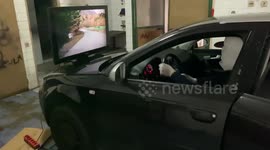 Man eases lockdown boredom with homemade rally driving simulator