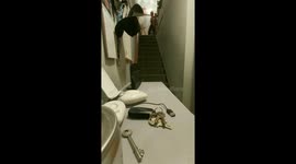 Cheeky nine-year-old caught red-handed turning the wifi on