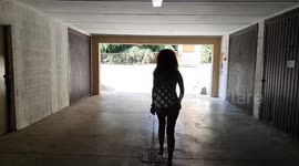 A girl running at home