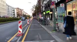 Temporary bicycle lanes drawn on German road to ensure safe social distance amid coronavirus crisis