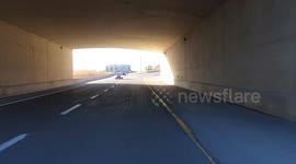 POV of extremely light rush hour traffic on highway 401 in Toronto as the COVID 19 pandemic continues to take it's toll on workers and business as stay home orders remain in place