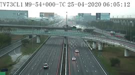 Shocking moment truck topples off overpass killing driver in Thailand
