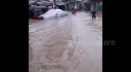 Flash flooding batters parts of Indonesia causing severe structural damage
