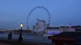 The iconic London Eye lights up blue in support of NHS workers