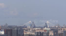 Rehearsals for Victory Day celebrations sees airshow on St. Petersburg skyline