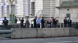 NHS supporters gather for applause on Westminster Bridge in London
