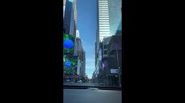 Driving through Times Square, NY during COVID-19 lockdown