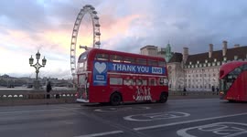 The sixth NHS Clap on Westminster Bridge with magnificent sunset over the river Thames - 30 April 2020