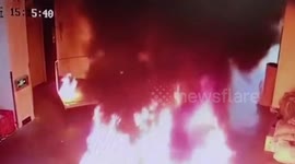 Chinese warehouse bursts into flames after curious worker lights detergent