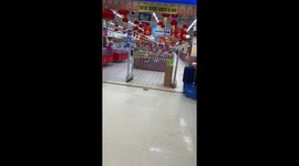 Empty Walmart entrance in Wuhan in February 2020 during the lockdown