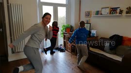 Mum and kids try indoor skating during covid19 lockdown