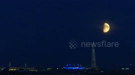 Huge moon appeared over St. Petersburg in Russia