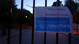 The Retiro Park completely deserted due to coronavirus lockdown.