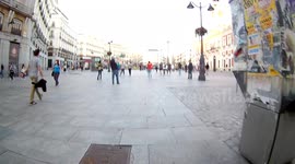 the streets of Madrid, first day after the 50-day confinement on the streets in puerta del sol in Madrid, Spain