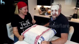 Hilarious couple competing in the Lockdown Games, doing the Rock paper Scissors challenge just for fun