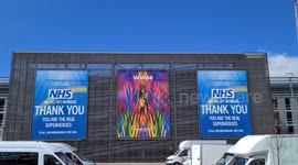 NHS Covid19 heroes Posters put up at Warner Bros Studios in Leavesden UK