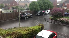 Extreme Weather - Dramatic Rainfall during Storm. With Dark Clouds.