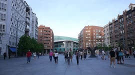 People in Madrid hang out keeping social distance during lockdown lifting in Spain