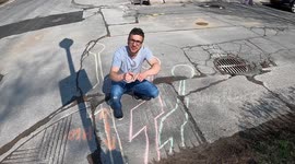 Montreal dad spends 3 days perfecting lampost illusion using street shadows during COVID-19 lockdown