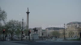 Lockdown London, Empty Piccadilly Circus, Eros statue and underground station during coronavirus pandemic, no people