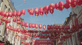 Lockdown London, Empty Chinatown in Soho London during coronavirus pandemic and Chinese new year
