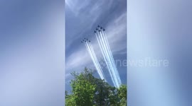 Thunderbirds and Blue Angels fighter jets fly over Washington DC for health workers tribute