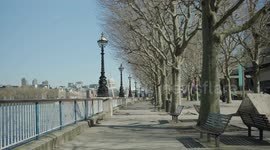 Lockdown London, Empty embankment during coronavirus pandemic, no people