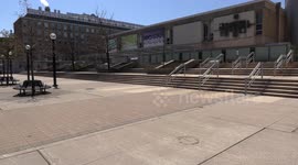 University of Toronto campus silent and empty as COVID 19 outbreak keeps all schools closed in Ontario Canada and forced to finish final exams online