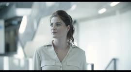 Facial recognition technology scanning female identity in office with  - AI Artificial Intelligence, Futuristic