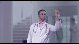 Surgeon doctor looking at bio cells at a high tech hospital during Covid-19 pandemic