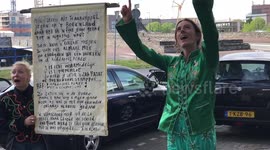Amsterdam troubadours put smile on face of locked down boy