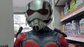 Superhero fan wears 'Ant-Man' suit to do grocery errands in the Philippines