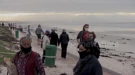 Capetonians exercise during lockdown window at Muizenberg Beach