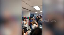 Defiant staff at ABS-CBN in the Philippines applaud after station is forced off air